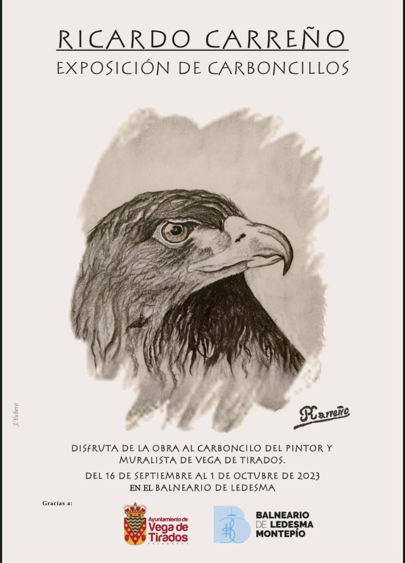 Exposición de «Carboncillos» del artista Ricardo Carreño, hasta el 1 de octubre en el hall del Balneario de Ledesma