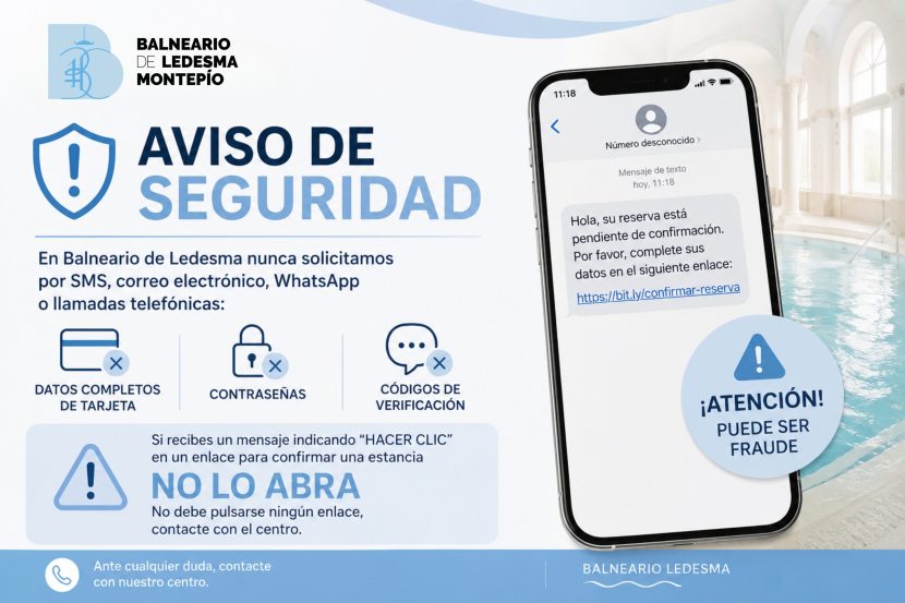 Aviso de seguridad ante mensajes fraudulentos sobre reservas